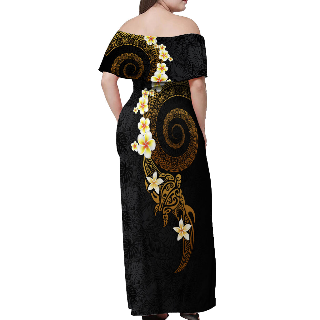 Polynesian Spiral Tribal Tattoo Off Shoulder Maxi Dress Golden Color LT03 - Polynesian Pride
