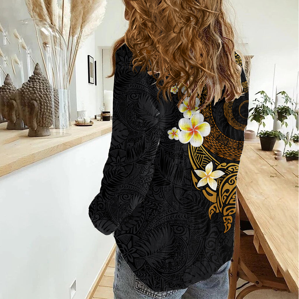 Polynesian Spiral Tribal Tattoo Women Casual Shirt Golden Color LT03 - Polynesian Pride