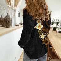 Polynesian Spiral Tribal Tattoo Women Casual Shirt Golden Color LT03 - Polynesian Pride