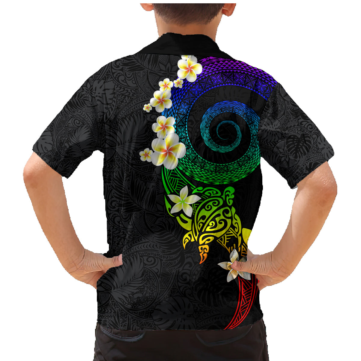 Polynesian Spiral Tribal Tattoo Family Matching Mermaid Dress and Hawaiian Shirt Fanciful Color LT03 - Polynesian Pride