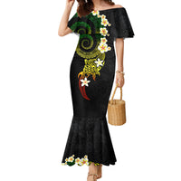 Polynesian Spiral Tribal Tattoo Family Matching Mermaid Dress and Hawaiian Shirt Reggae Color LT03 Mom's Dress Reggae - Polynesian Pride