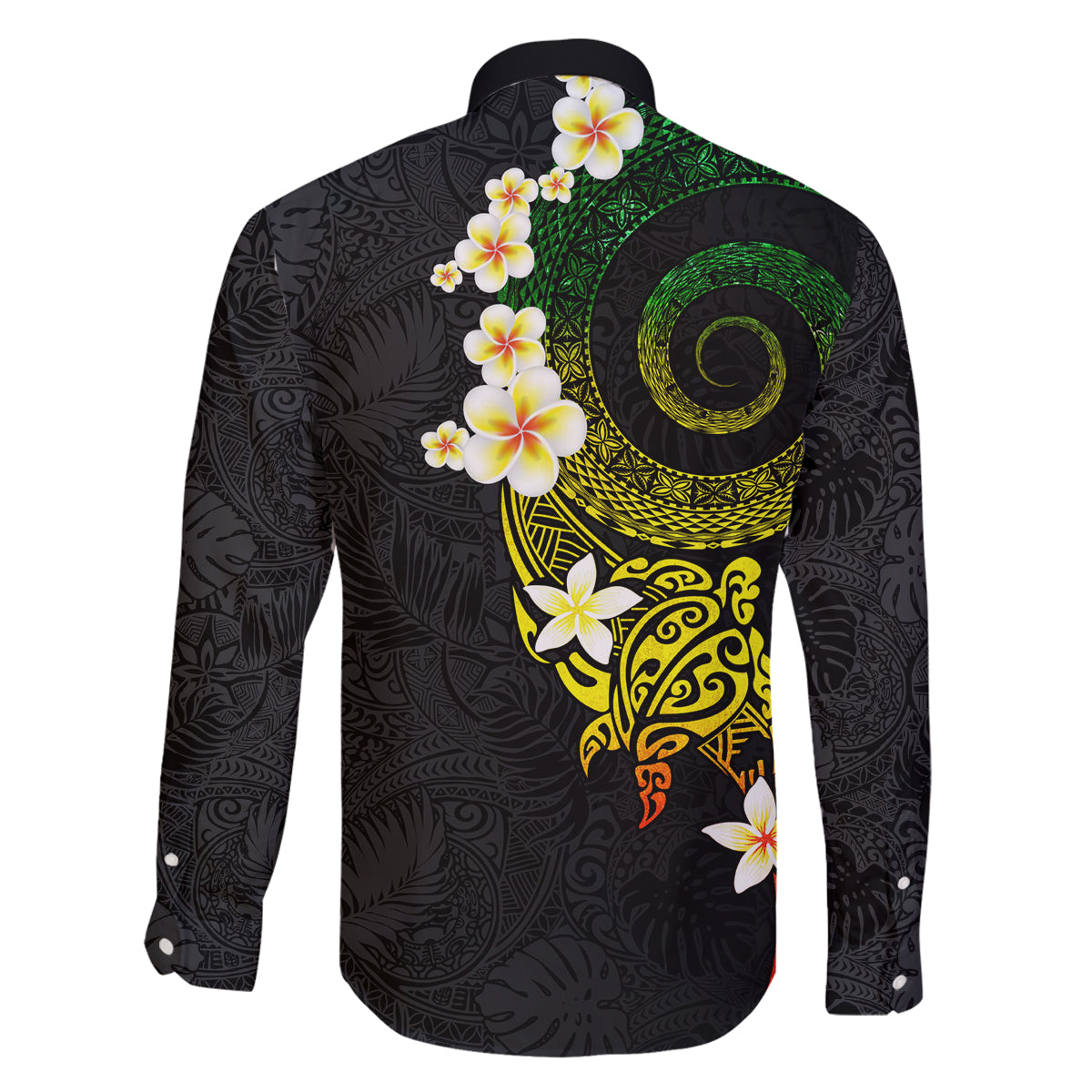 Polynesian Spiral Tribal Tattoo Family Matching Off Shoulder Maxi Dress and Hawaiian Shirt Reggae Color LT03 - Polynesian Pride