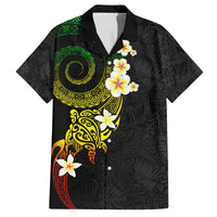 Polynesian Spiral Tribal Tattoo Family Matching Puletasi and Hawaiian Shirt Reggae Color LT03 Dad's Shirt - Short Sleeve Reggae - Polynesian Pride