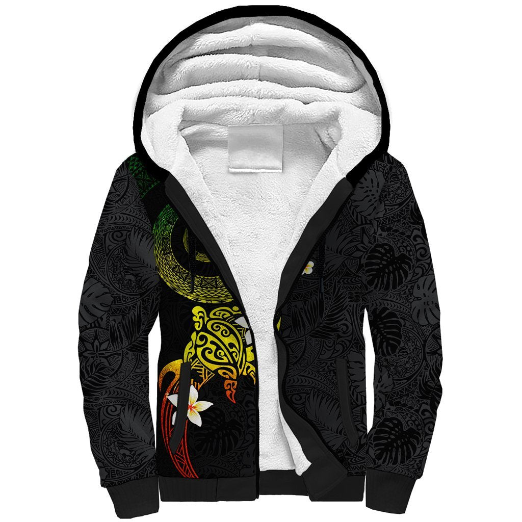 Polynesian Spiral Tribal Tattoo Sherpa Hoodie Reggae Color LT03 Unisex Reggae - Polynesian Pride