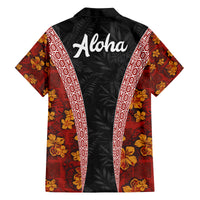 Hawaii Lei and Hibiscus Flowers Tribal Family Matching Off Shoulder Maxi Dress and Hawaiian Shirt Patchwork Abstract Vintage LT03 - Polynesian Pride