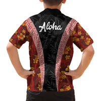 Hawaii Lei and Hibiscus Flowers Tribal Family Matching Puletasi and Hawaiian Shirt Patchwork Abstract Vintage LT03 - Polynesian Pride