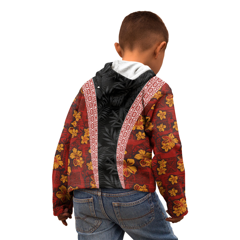 Hawaii Lei and Hibiscus Flowers Tribal Kid Hoodie Patchwork Abstract Vintage