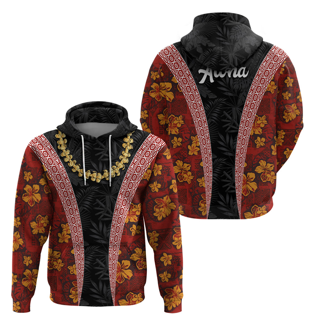 Hawaii Lei and Hibiscus Flowers Tribal Zip Hoodie Patchwork Abstract Vintage