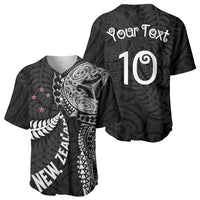 Aotearoa Volleyball Custom Baseball Jersey Silver Ferns and Maori Tribal Black