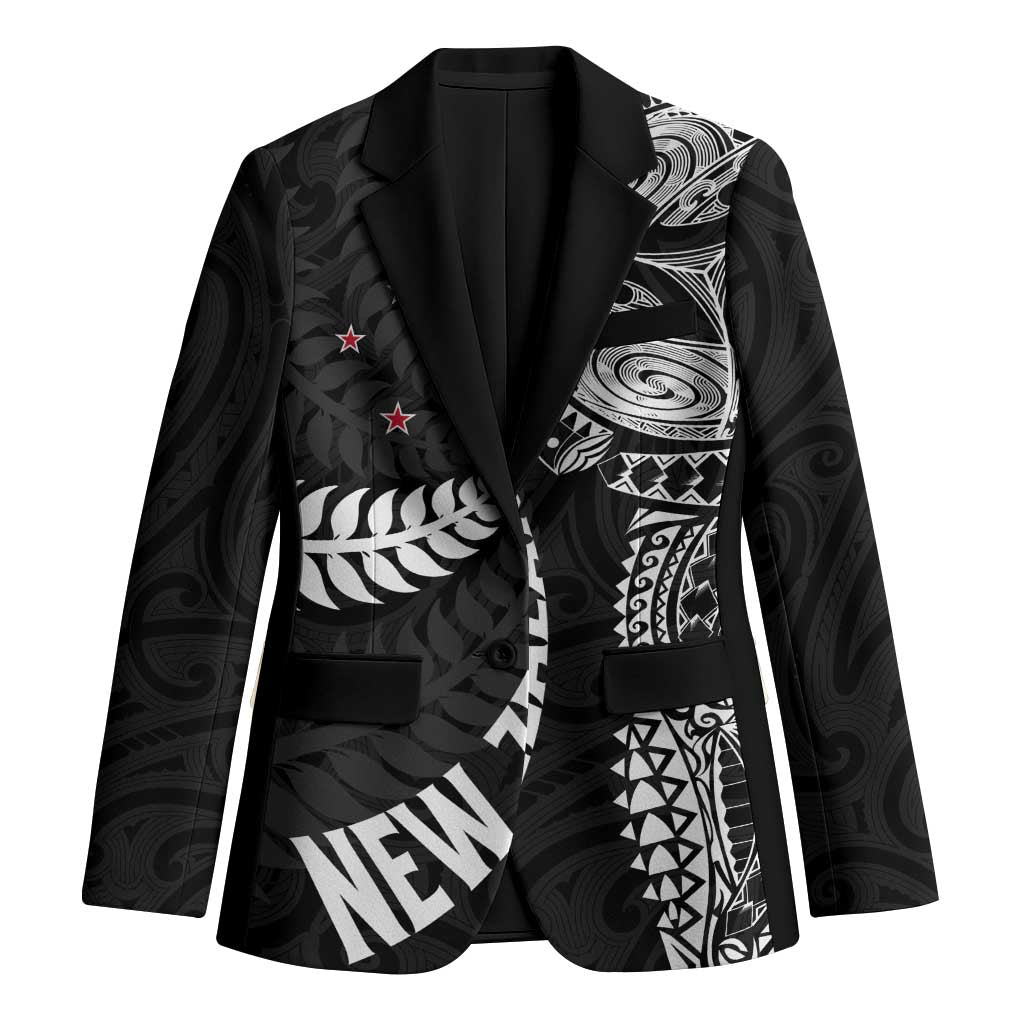 Aotearoa Volleyball Custom Blazer Silver Ferns and Maori Tribal Black
