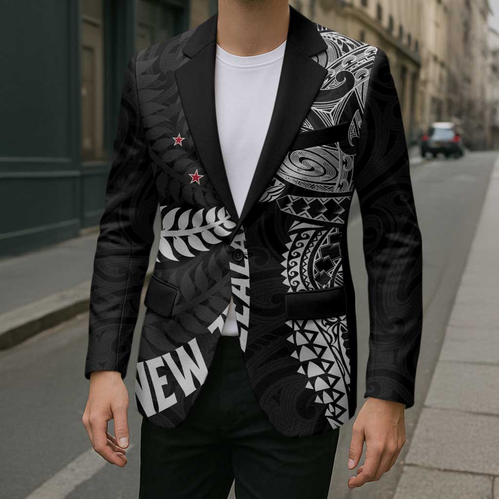 Aotearoa Volleyball Custom Blazer Silver Ferns and Maori Tribal Black