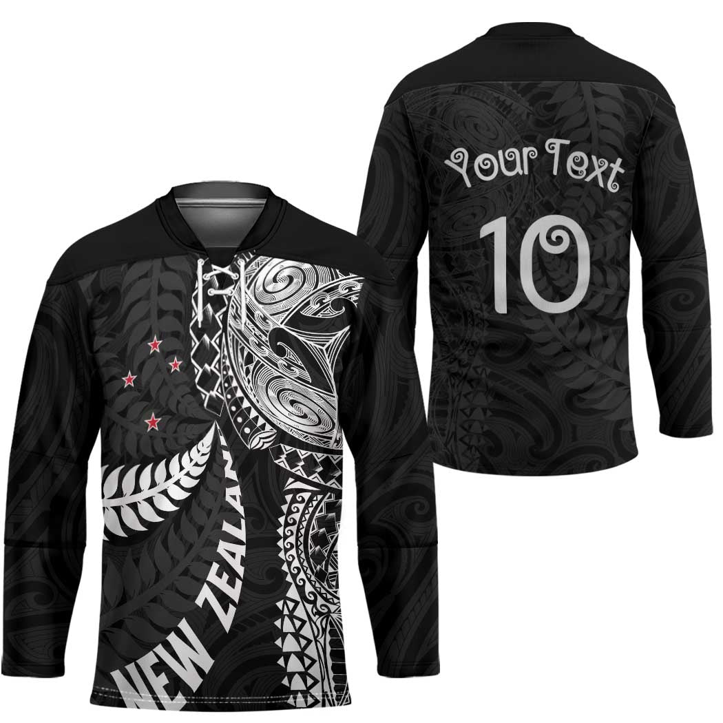 Aotearoa Volleyball Custom Hockey Jersey Silver Ferns and Maori Tribal Black