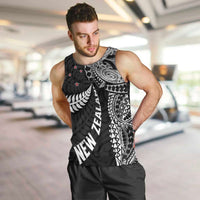 Aotearoa Volleyball Custom Men Tank Top Silver Ferns and Maori Tribal Black LT03 Black - Polynesian Pride