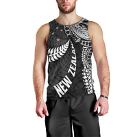 Aotearoa Volleyball Custom Men Tank Top Silver Ferns and Maori Tribal Black LT03 - Polynesian Pride