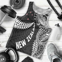 Aotearoa Volleyball Custom Men Tank Top Silver Ferns and Maori Tribal Black LT03 - Polynesian Pride
