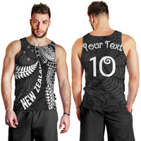 Aotearoa Volleyball Custom Men Tank Top Silver Ferns and Maori Tribal Black LT03 - Polynesian Pride