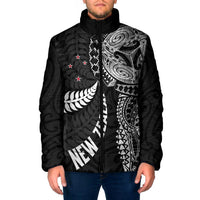 Aotearoa Volleyball Custom Padded Jacket Silver Ferns and Maori Tribal Black