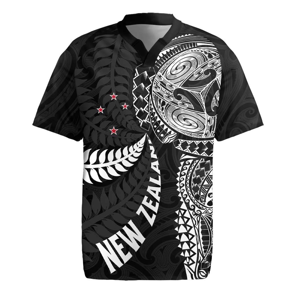 Aotearoa Volleyball Custom Rugby Jersey Silver Ferns and Maori Tribal Black
