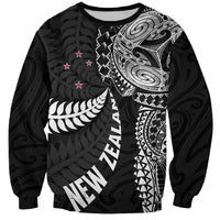 Aotearoa Volleyball Custom Sweatshirt Silver Ferns and Maori Tribal Black LT03 Unisex Black - Polynesian Pride