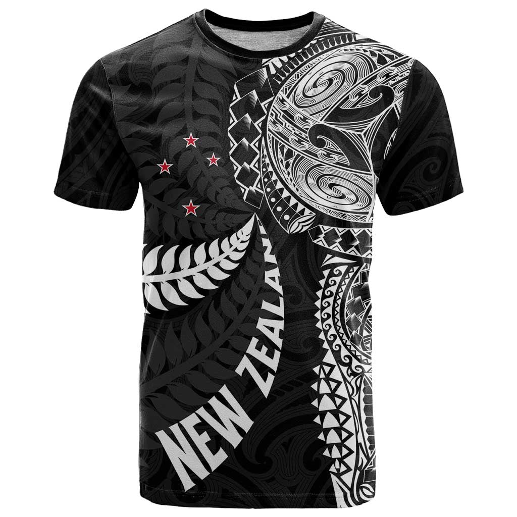 Aotearoa Volleyball Custom T Shirt Silver Ferns and Maori Tribal Black