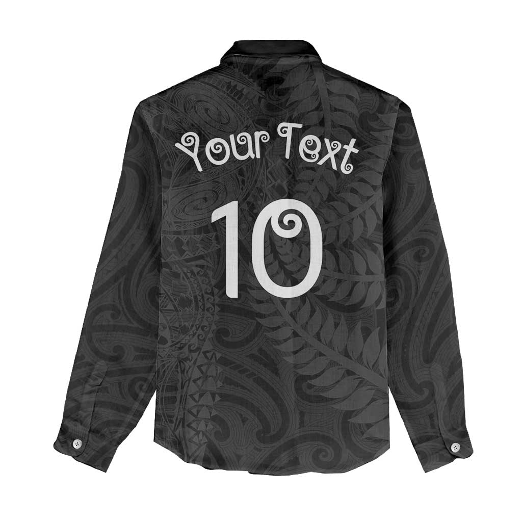 Aotearoa Volleyball Custom Women Casual Shirt Silver Ferns and Maori Tribal Black LT03 - Polynesian Pride