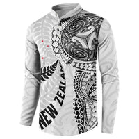 Aotearoa Volleyball Custom Button Sweatshirt Silver Ferns and Maori Tribal White
