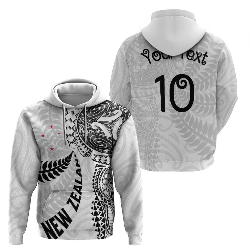 Aotearoa Volleyball Custom Hoodie Silver Ferns and Maori Tribal White