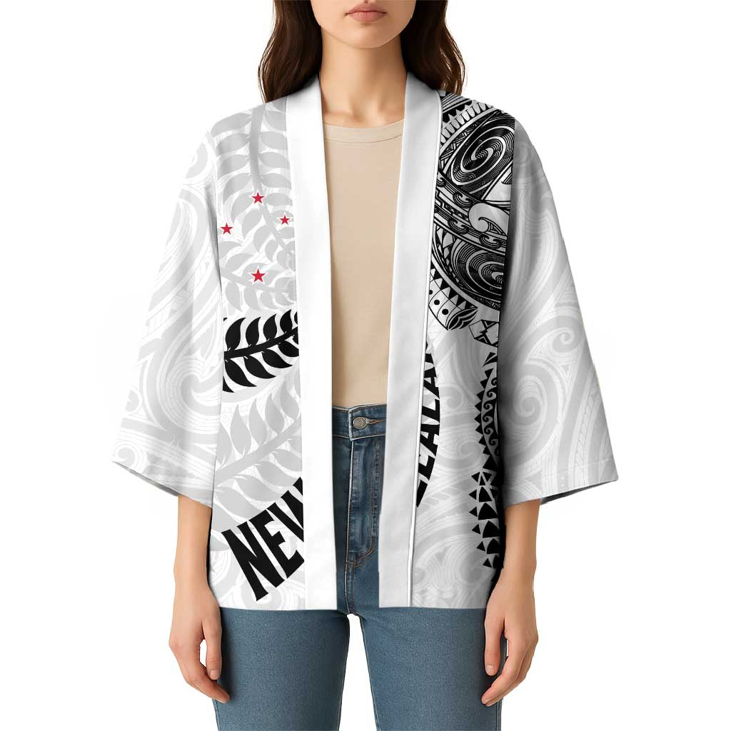 Aotearoa Volleyball Custom Kimono Silver Ferns and Maori Tribal White