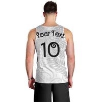Aotearoa Volleyball Custom Men Tank Top Silver Ferns and Maori Tribal White LT03 - Polynesian Pride