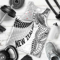 Aotearoa Volleyball Custom Men Tank Top Silver Ferns and Maori Tribal White LT03 - Polynesian Pride