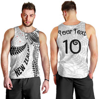 Aotearoa Volleyball Custom Men Tank Top Silver Ferns and Maori Tribal White LT03 - Polynesian Pride