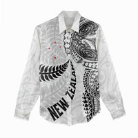 Aotearoa Volleyball Custom Women Casual Shirt Silver Ferns and Maori Tribal White LT03 - Polynesian Pride