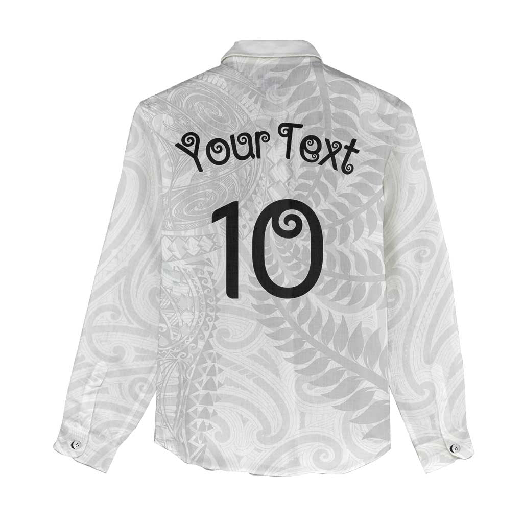 Aotearoa Volleyball Custom Women Casual Shirt Silver Ferns and Maori Tribal White LT03 - Polynesian Pride