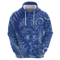 New Zealand Sea Animals Hoodie with Maori Koru Tribal Tattoo and Silver Ferns Aquatic Style LT03 - Polynesian Pride
