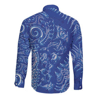 New Zealand Sea Animals Long Sleeve Button Shirt with Maori Koru Tribal Tattoo and Silver Ferns Aquatic Style LT03 - Polynesian Pride