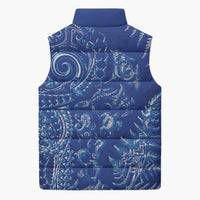 New Zealand Sea Animals Sleeveless Puffer Jacket with Maori Koru Tribal Tattoo and Silver Ferns Aquatic Style LT03 - Polynesian Pride