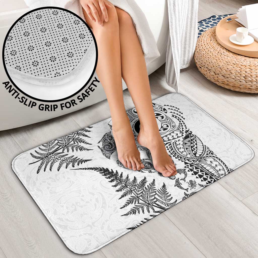 New Zealand Sea Animals Bathroom Set with Maori Koru Tribal Tattoo and Silver Ferns White Color LT03 - Polynesian Pride
