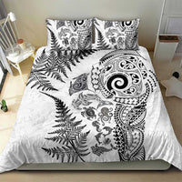 New Zealand Sea Animals Bedding Set with Maori Koru Tribal Tattoo and Silver Ferns White Color LT03 - Polynesian Pride