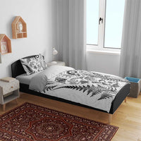 New Zealand Sea Animals Bedding Set with Maori Koru Tribal Tattoo and Silver Ferns White Color LT03 - Polynesian Pride