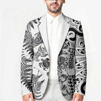 New Zealand Sea Animals Blazer with Maori Koru Tribal Tattoo and Silver Ferns White Color LT03 - Polynesian Pride