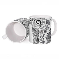 New Zealand Sea Animals Ceramic Mug with Maori Koru Tribal Tattoo and Silver Ferns White Color LT03 - Polynesian Pride