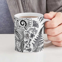New Zealand Sea Animals Ceramic Mug with Maori Koru Tribal Tattoo and Silver Ferns White Color LT03 - Polynesian Pride