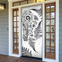 New Zealand Sea Animals Door Cover with Maori Koru Tribal Tattoo and Silver Ferns White Color LT03 - Polynesian Pride