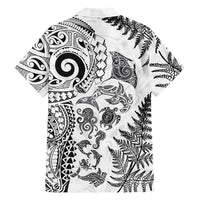 New Zealand Sea Animals Family Matching Tank Maxi Dress and Hawaiian Shirt with Maori Koru Tribal Tattoo and Silver Ferns White Color LT03 - Polynesian Pride