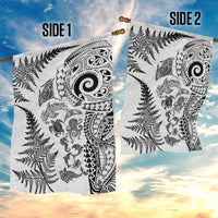 New Zealand Sea Animals Garden Flag with Maori Koru Tribal Tattoo and Silver Ferns White Color LT03 - Polynesian Pride