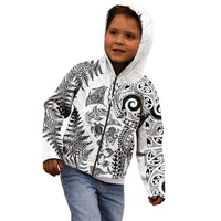 New Zealand Sea Animals Kid Hoodie with Maori Koru Tribal Tattoo and Silver Ferns White Color LT03 - Polynesian Pride