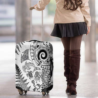 New Zealand Sea Animals Luggage Cover with Maori Koru Tribal Tattoo and Silver Ferns White Color LT03 - Polynesian Pride