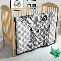 New Zealand Sea Animals Quilt with Maori Koru Tribal Tattoo and Silver Ferns White Color LT03 - Polynesian Pride