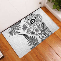 New Zealand Sea Animals Rubber Doormat with Maori Koru Tribal Tattoo and Silver Ferns White Color LT03 - Polynesian Pride