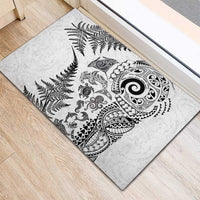 New Zealand Sea Animals Rubber Doormat with Maori Koru Tribal Tattoo and Silver Ferns White Color LT03 - Polynesian Pride